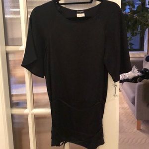 Chanel silk blouse with a waist strap. Black. FR34